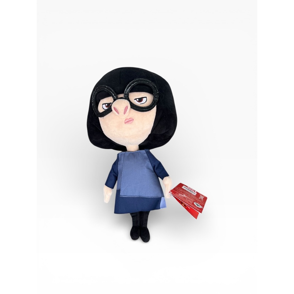 Disney Parks Pixar Edna Mode 12" Plush Doll The Incredibles 2 Black Hair Glasses
